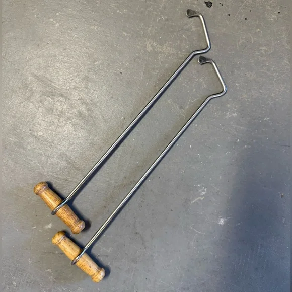 Wood Handle Metal Hook Boot Pullers - Picture 1 of 1